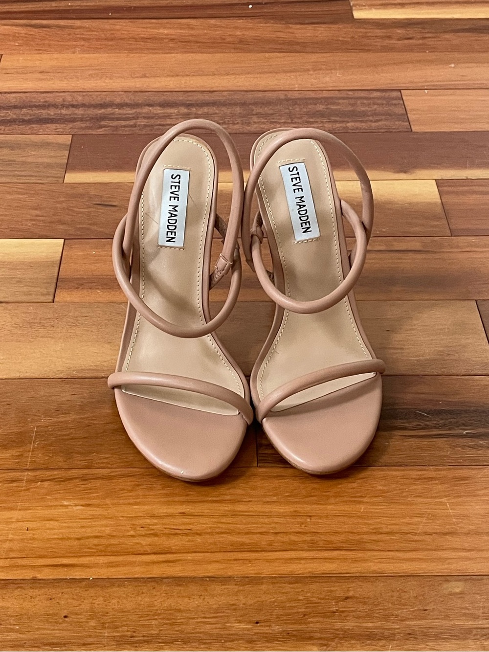 Steve Madden Tan Nude Blush Strappy Slingback Stiletto Heels